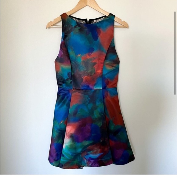 NWT Alice + Olivia Bella Watercolor A-Line Dress - Picture 3 of 7